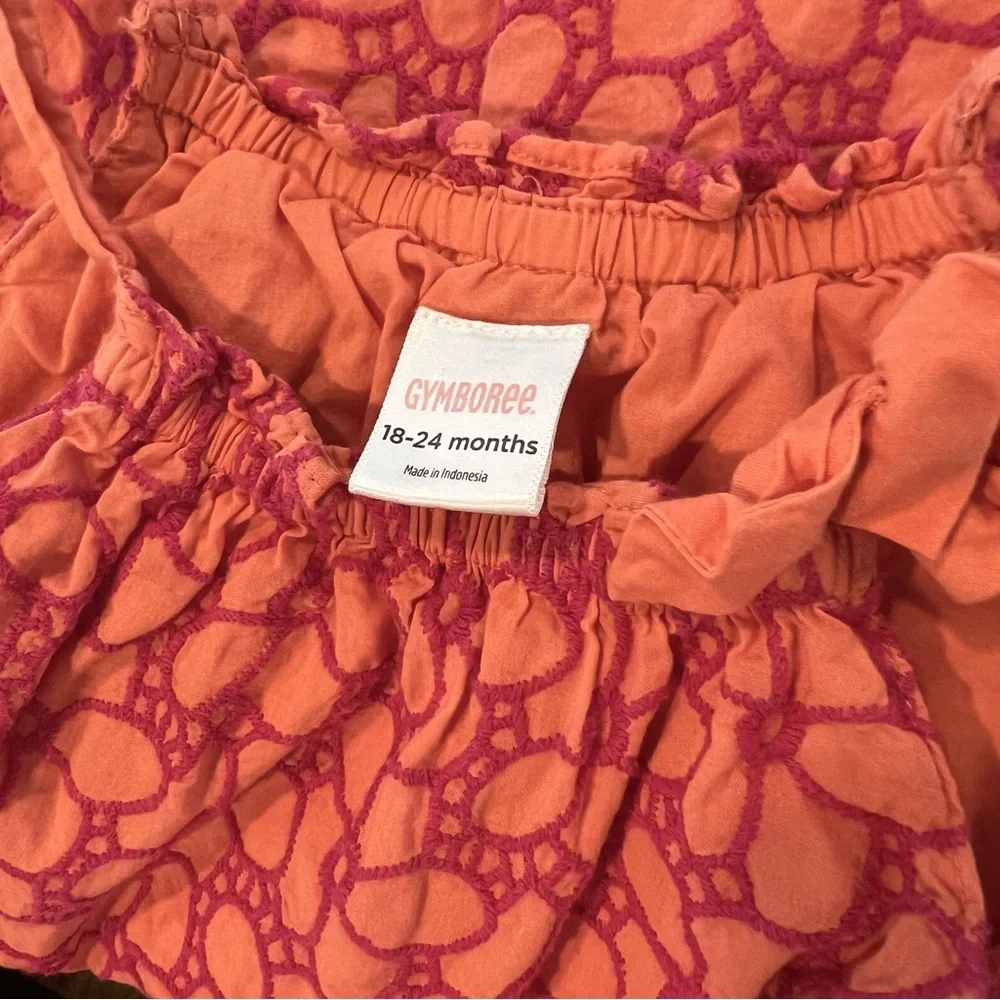 Gymboree Orange Red Floral Embroidered Dress 18-24M